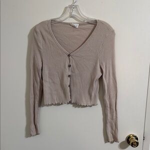 Ribbed Beige Crop Top